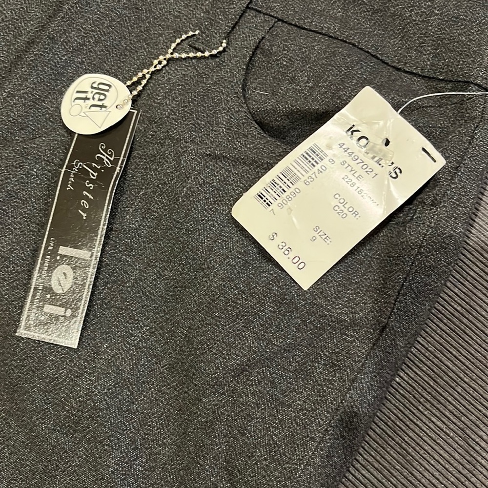 Lie ladies jr size 9 charcoal gray pants. Brand new tags on